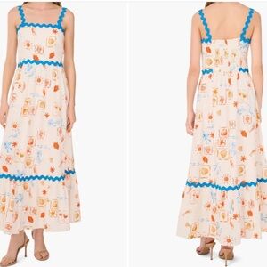 Cece Y2K beach novelty Sleeveless Linen Blend Tiered Slip On Retro Maxi Sundress